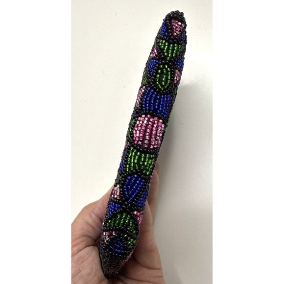 Neiman Marcus Handmade Beaded Shell Shape Clutch Evening Handbag - Picture 9 of 13